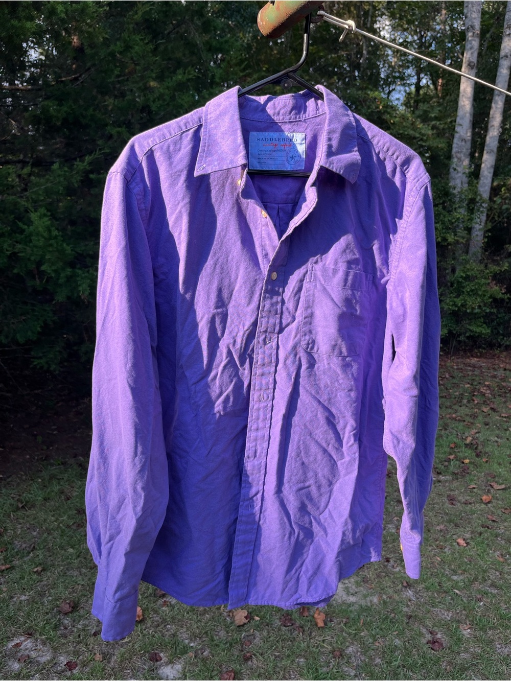 Saddlebred Purple Long-Sleeve vintage Oxford Button-Down Shirt